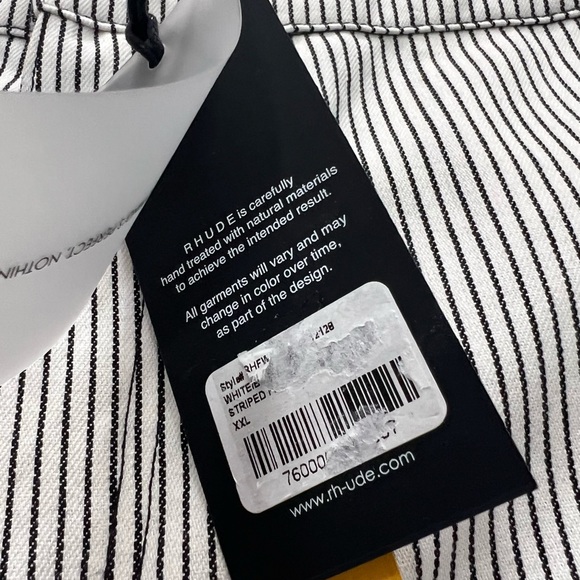 Rhude Pinstriped Front Pocket Pants White Black Men’s 2XL - Picture 5 of 9